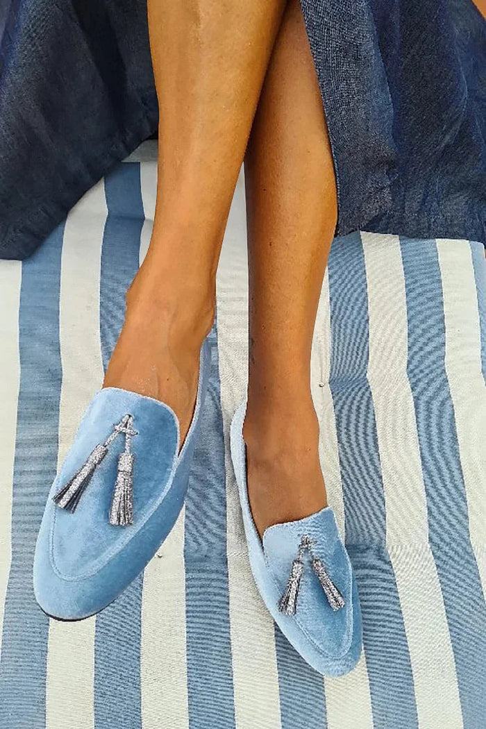 Dam Loafers med Tofsar och Slät Passform