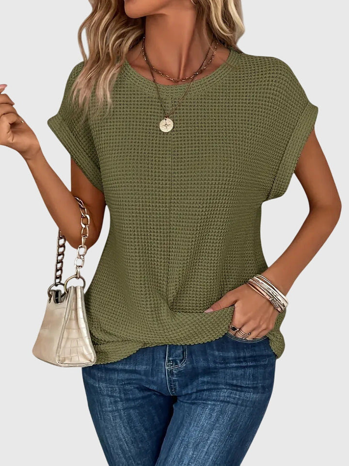 Isa | Elegant Blus Med Rund Halsringning