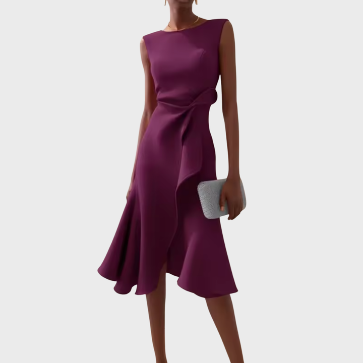 Eleanor | Draperad Asymmetrisk Midiklänning För Dam