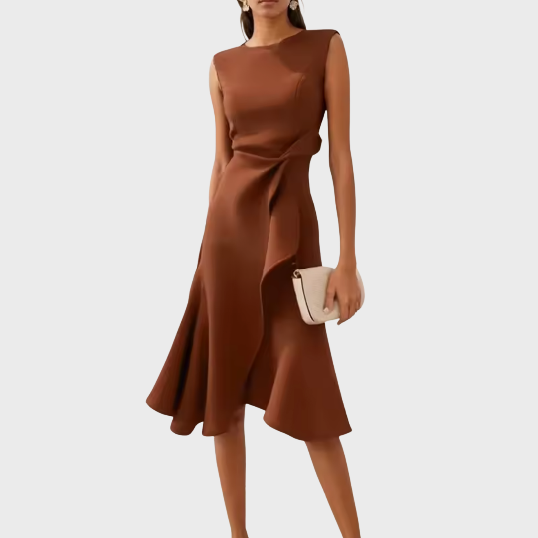 Eleanor | Draperad Asymmetrisk Midiklänning För Dam
