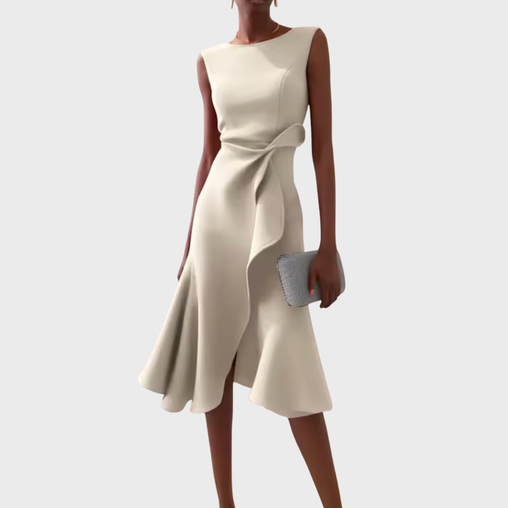 Eleanor | Draperad Asymmetrisk Midiklänning För Dam