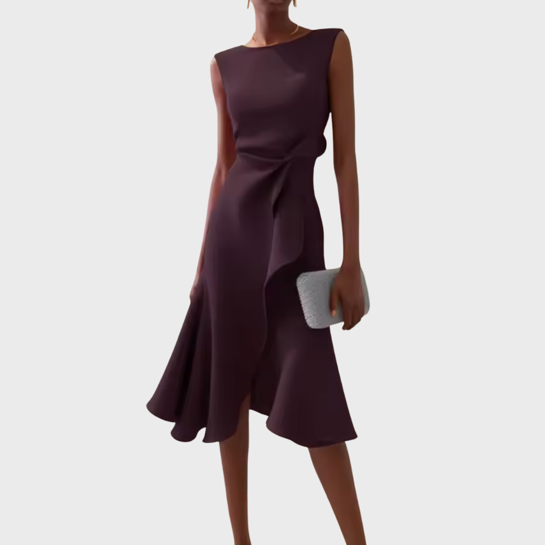 Eleanor | Draperad Asymmetrisk Midiklänning För Dam