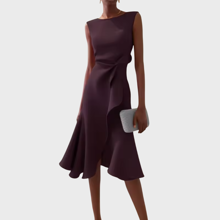 Eleanor | Draperad Asymmetrisk Midiklänning För Dam