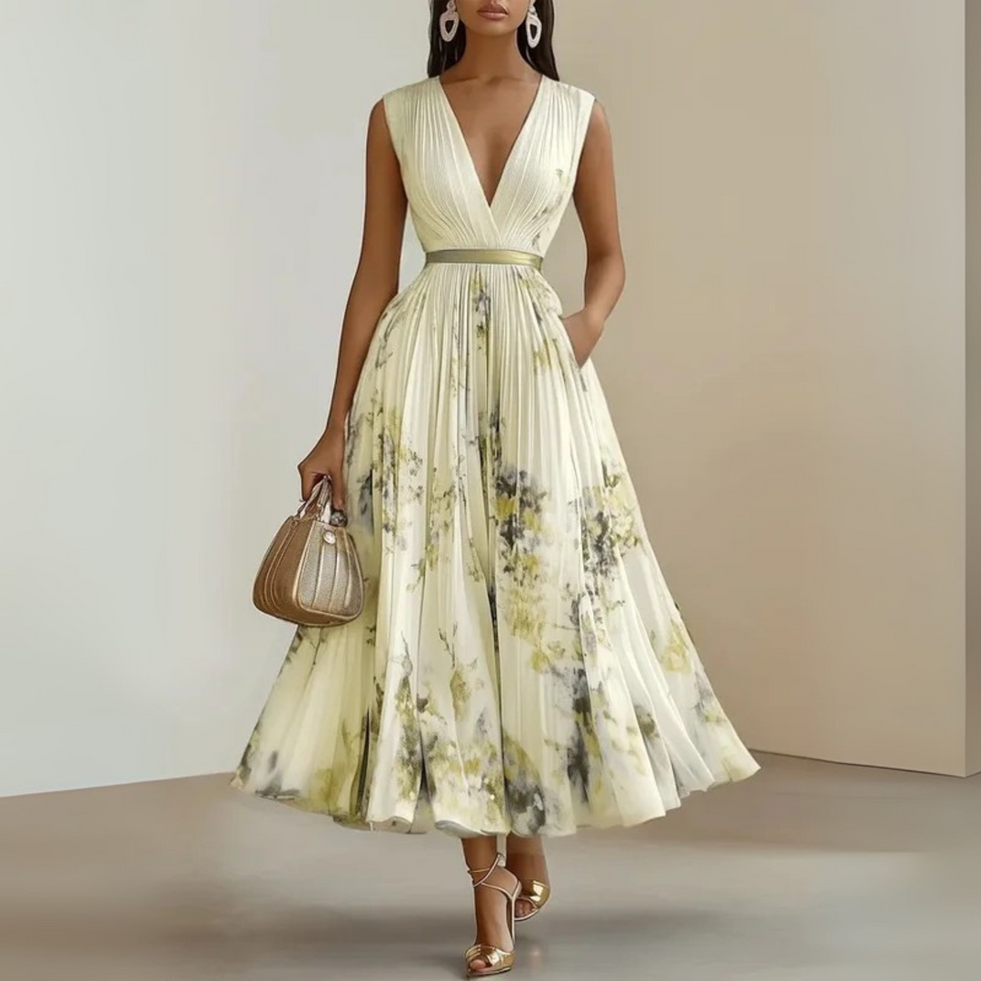Emma | Damens Flowy Ärm-lös Sommar Maxi Klänning