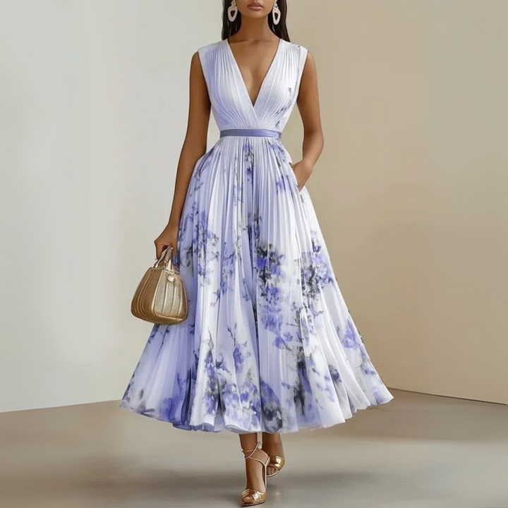 Emma | Damens Flowy Ärm-lös Sommar Maxi Klänning