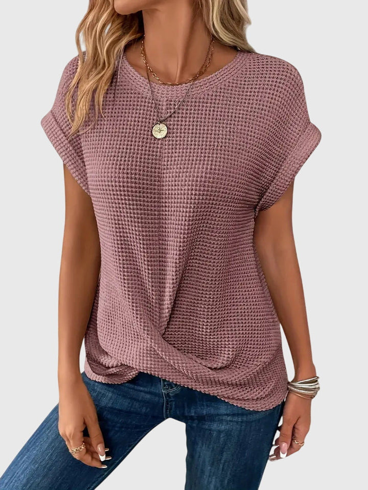 Isa | Elegant Blus Med Rund Halsringning