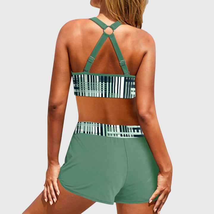Chloe | Damens Ribbad Högmidjad Bikini Baddräkt