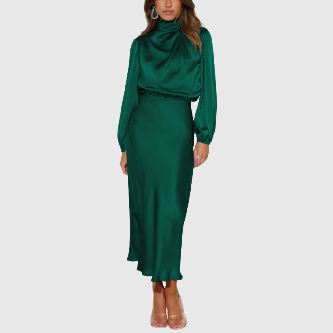 Maristella | Lyxig Satin Maxi Klänning