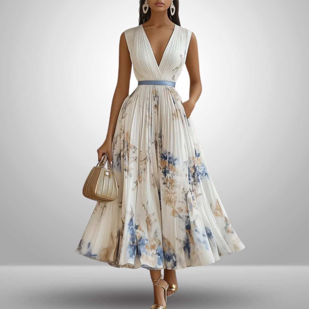 Emma | Damens Flowy Ärm-lös Sommar Maxi Klänning