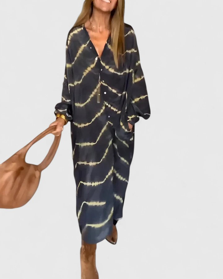 Amelie | Elegant Boho Randig Maxiklänning