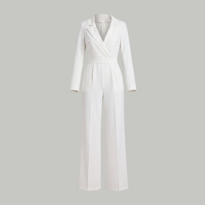 Elizabeth | Kvinno-jumpsuit med krage och vida ben