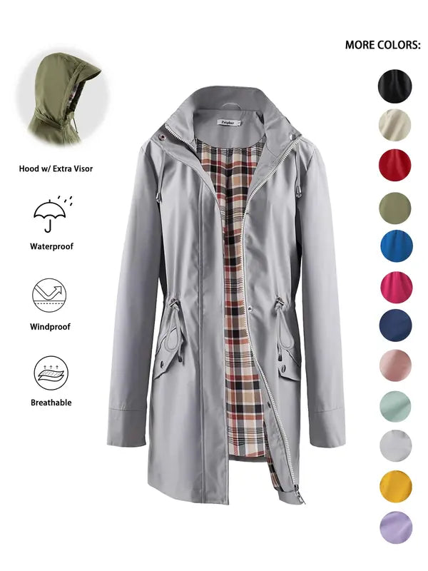 Qing - Avslappnad Dragkedja Med Huva Trench Coat