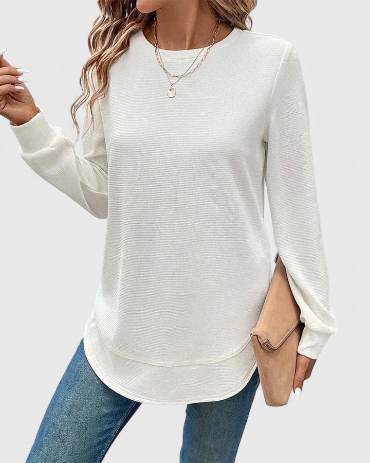 Nadyalyn | Elegant O-Hals Långärmad