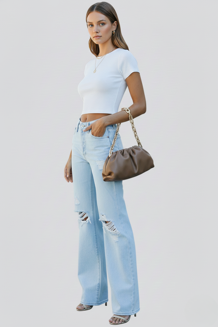 Kimberly | Damens Vida Distressed Högmidjade Jeans