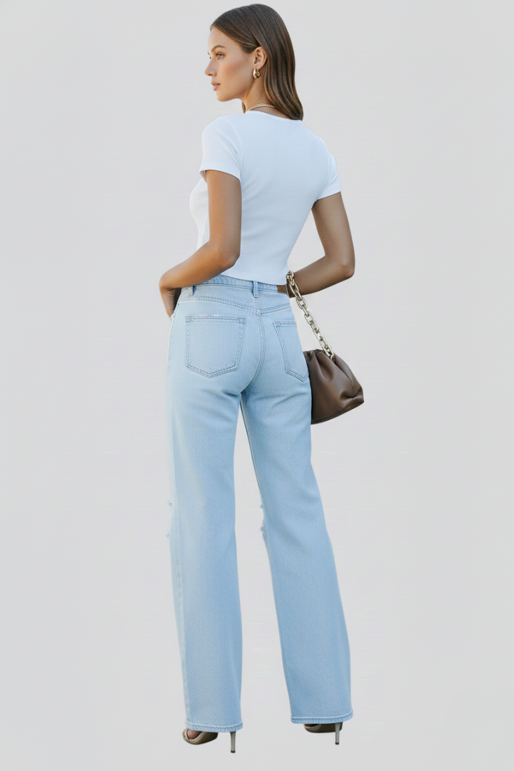 Kimberly | Damens Vida Distressed Högmidjade Jeans