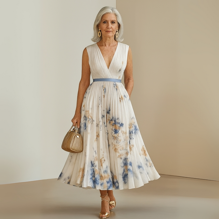 Emma | Damens Flowy Ärm-lös Sommar Maxi Klänning