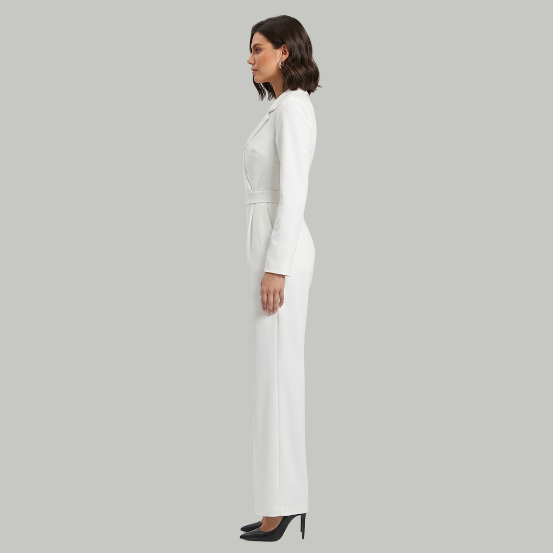 Elizabeth | Kvinno-jumpsuit med krage och vida ben