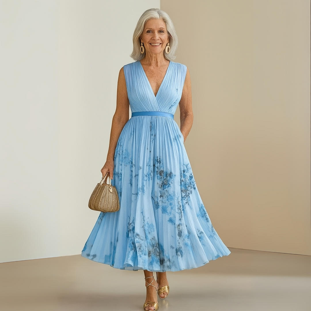 Emma | Damens Flowy Ärm-lös Sommar Maxi Klänning