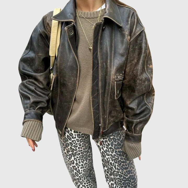 Chandra - Vintage Jeans med Leoprint
