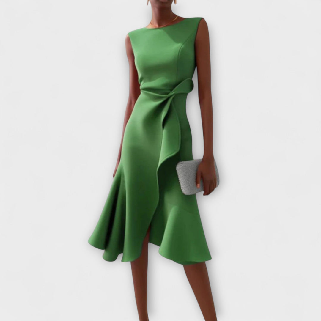 Eleanor | Draperad Asymmetrisk Midiklänning För Dam
