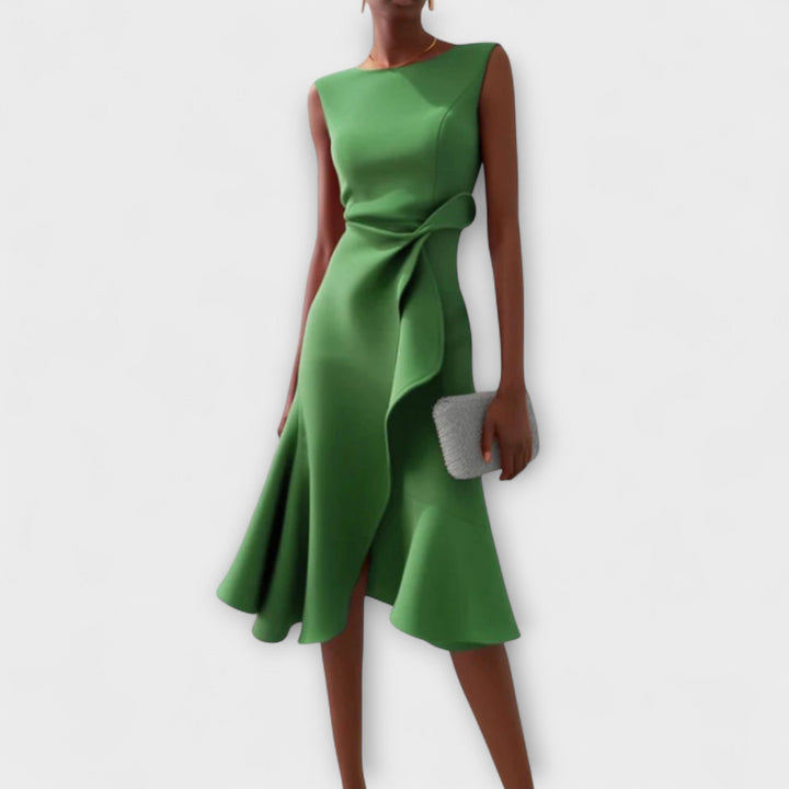 Eleanor | Draperad Asymmetrisk Midiklänning För Dam