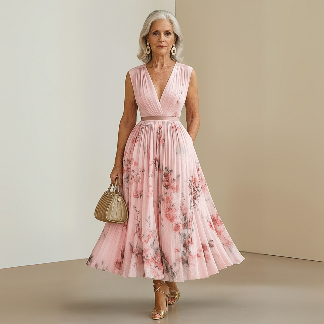 Emma | Damens Flowy Ärm-lös Sommar Maxi Klänning