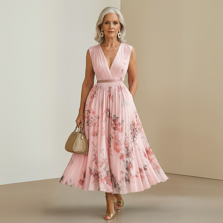 Emma | Damens Flowy Ärm-lös Sommar Maxi Klänning