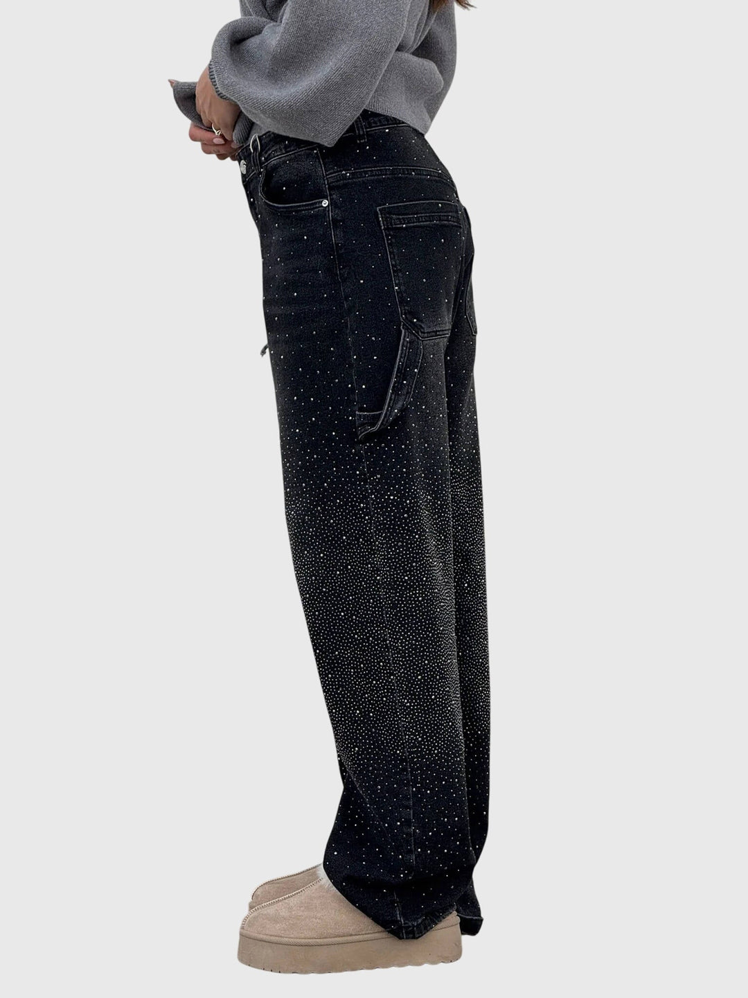 Kimberly | Kvinnors Glittrande Diamant Denimbyxor