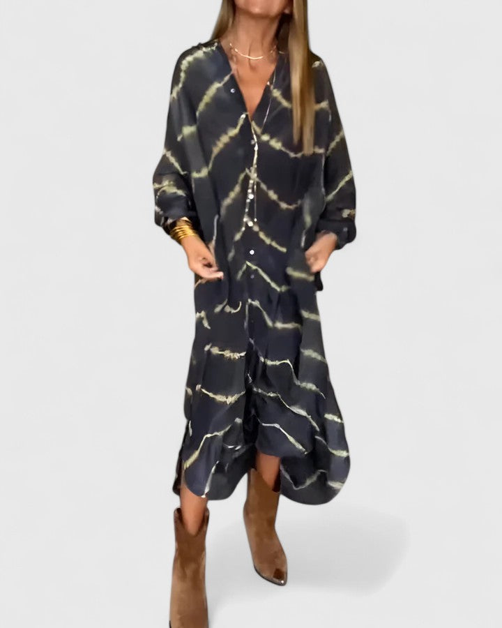 Amelie | Elegant Boho Randig Maxiklänning