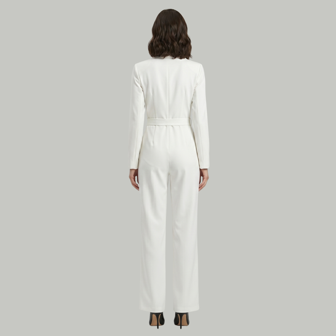 Elizabeth | Kvinno-jumpsuit med krage och vida ben