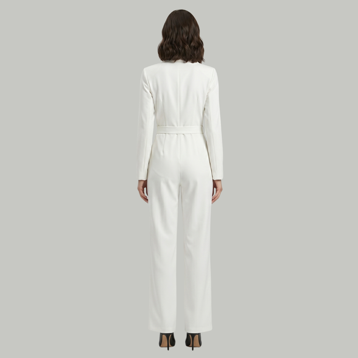 Elizabeth | Kvinno-jumpsuit med krage och vida ben