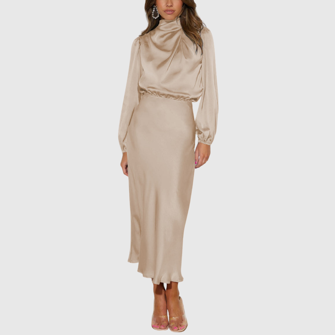 Maristella | Lyxig Satin Maxi Klänning