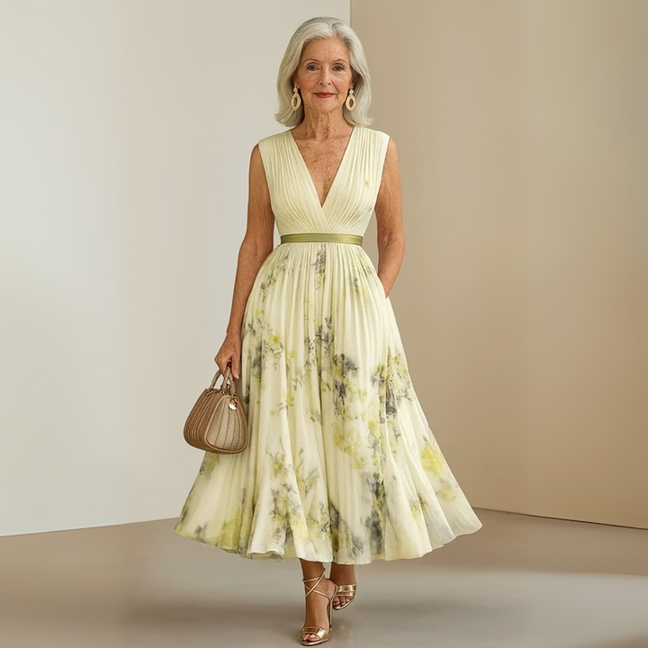 Emma | Damens Flowy Ärm-lös Sommar Maxi Klänning