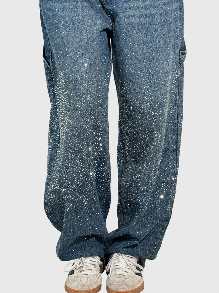 Kimberly | Kvinnors Glittrande Diamant Denimbyxor