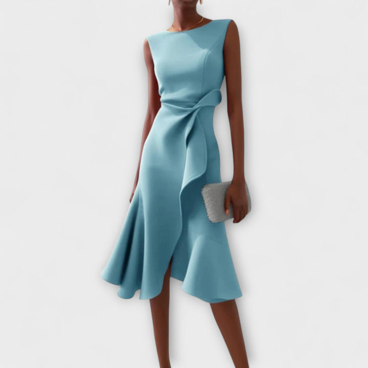 Eleanor | Draperad Asymmetrisk Midiklänning För Dam