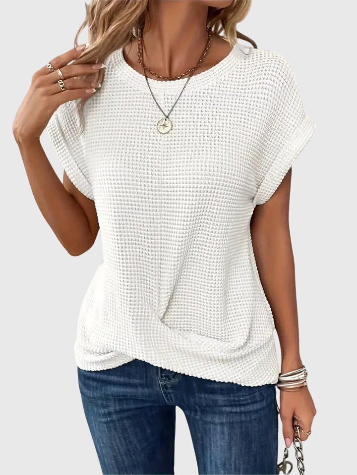 Isa | Elegant Blus Med Rund Halsringning