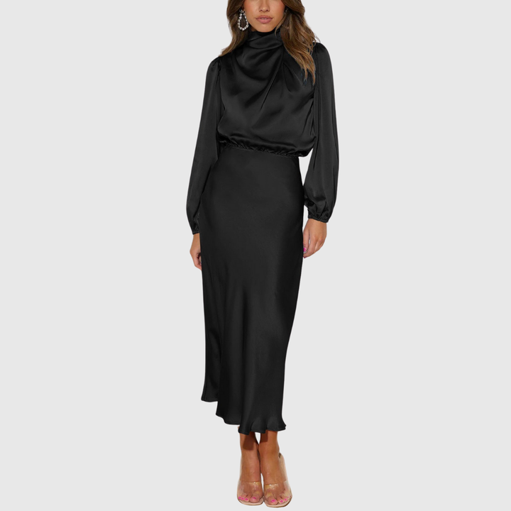 Maristella | Lyxig Satin Maxi Klänning