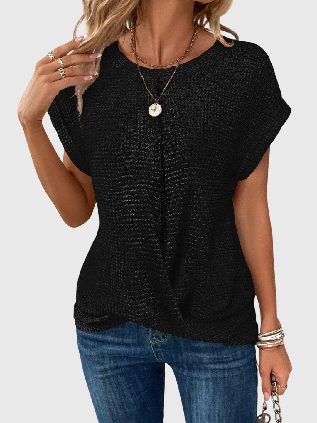 Isa | Elegant Blus Med Rund Halsringning