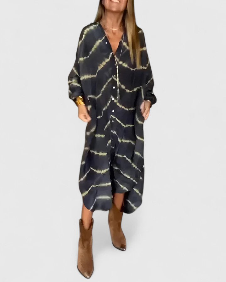 Amelie | Elegant Boho Randig Maxiklänning