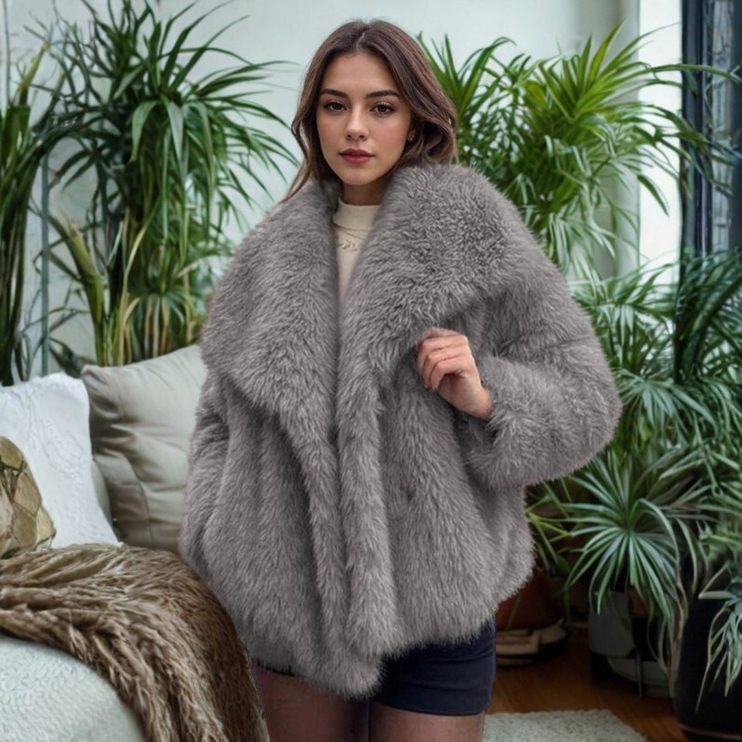 Corrine - Elegant långärmad krage Fuzzy Kappa
