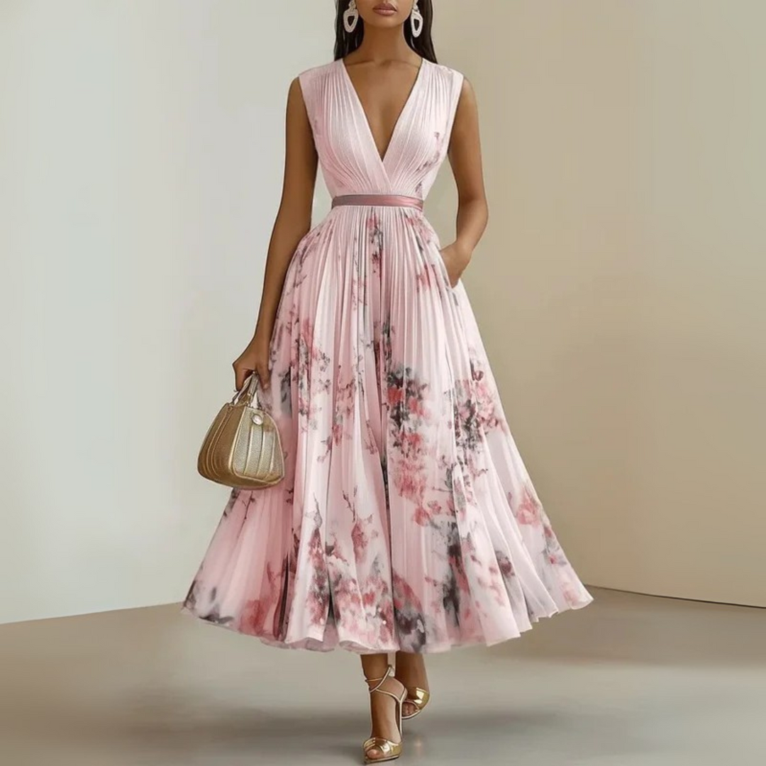 Emma | Damens Flowy Ärm-lös Sommar Maxi Klänning