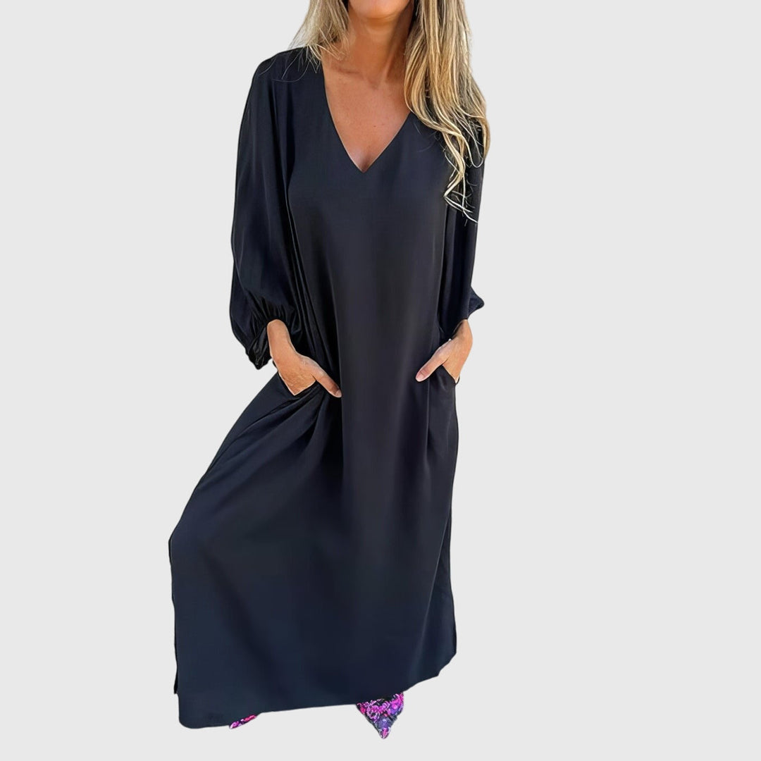 Carol - Lång Boho Klänning Med Fickor