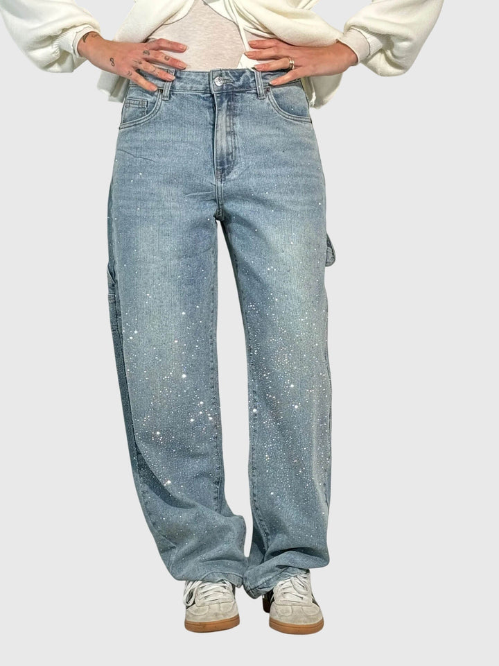 Kimberly | Kvinnors Glittrande Diamant Denimbyxor