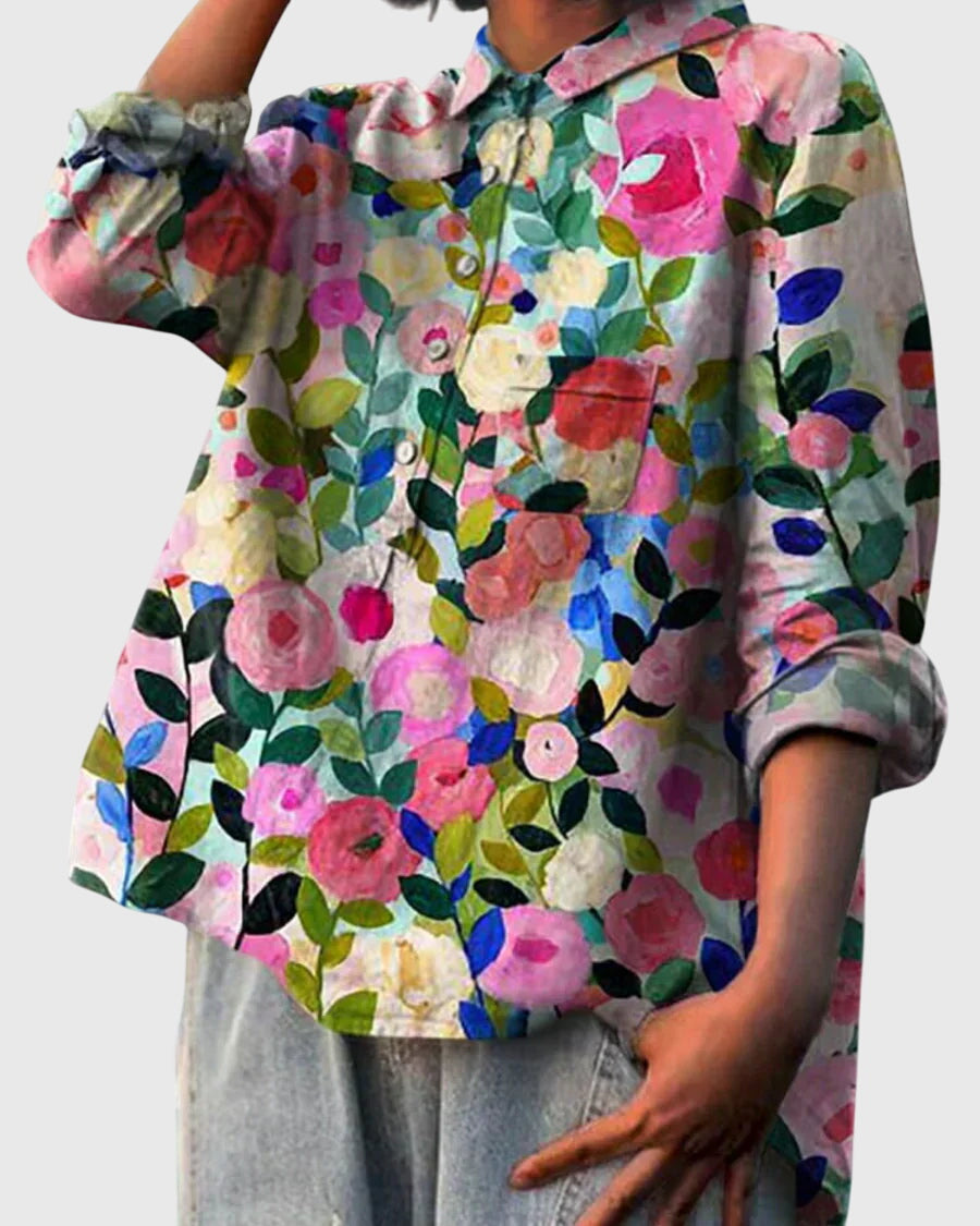 Valeria - Blus med Blommönster