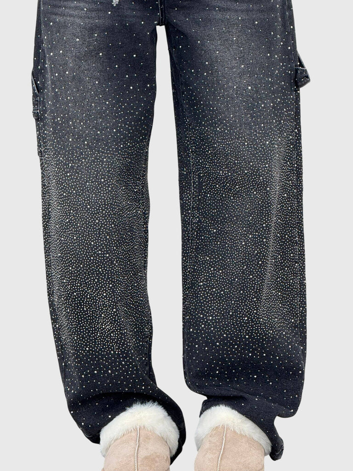 Kimberly | Kvinnors Glittrande Diamant Denimbyxor