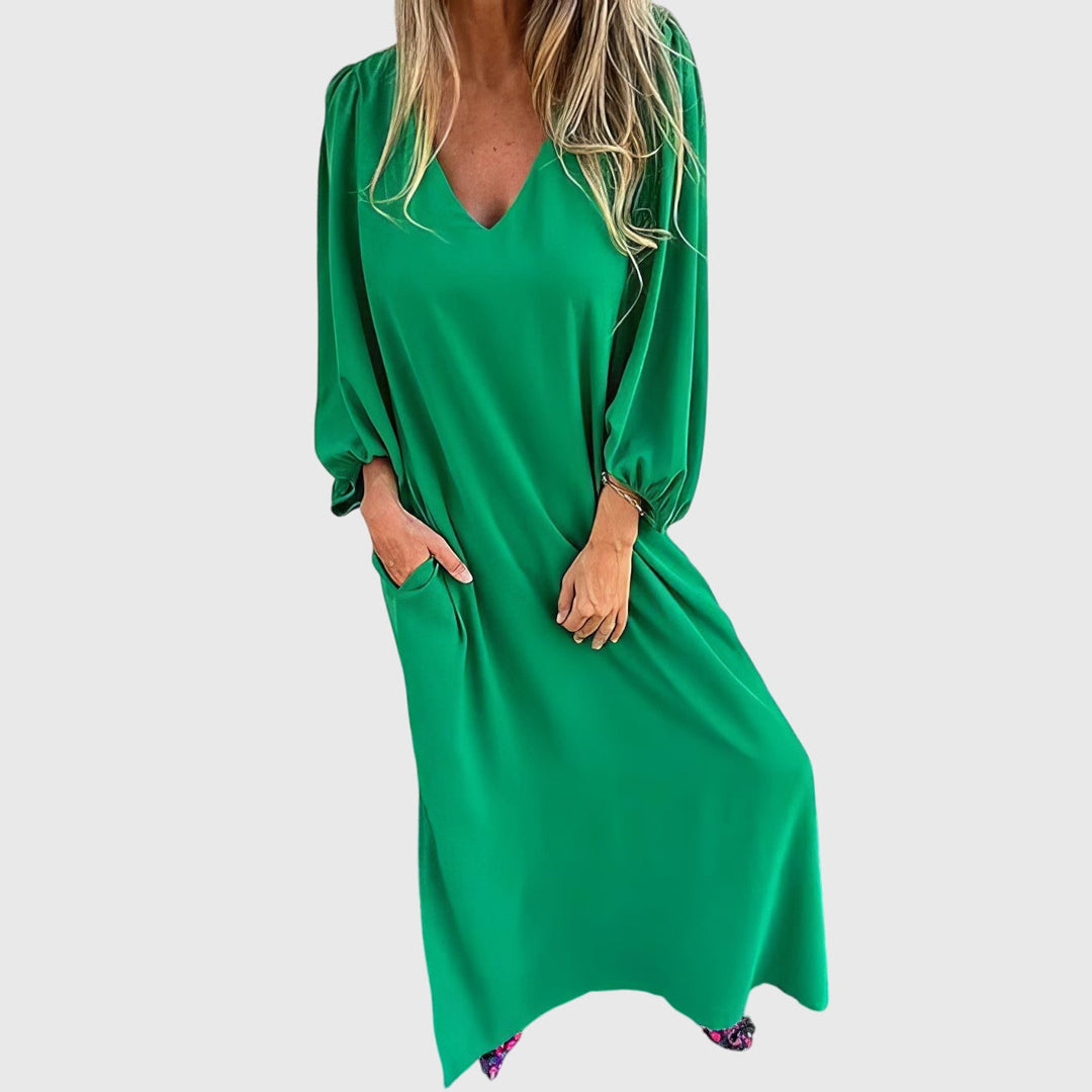 Carol - Lång Boho Klänning Med Fickor