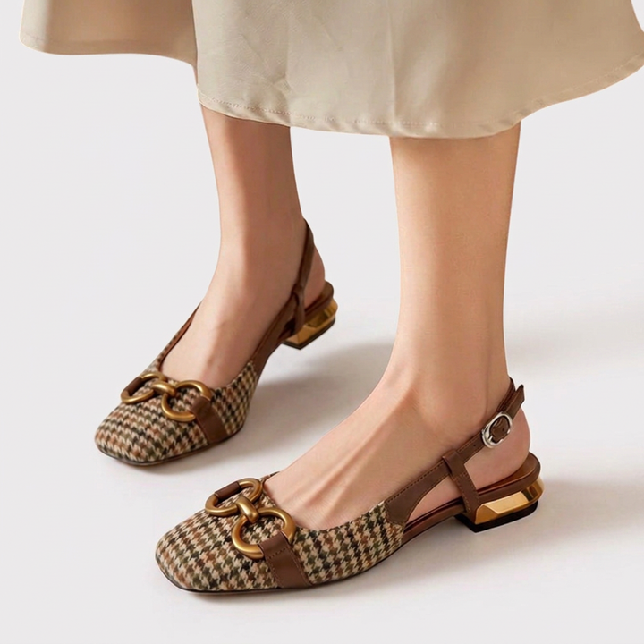 Emilia | Eleganta Slingback-skor med Gulddetalj