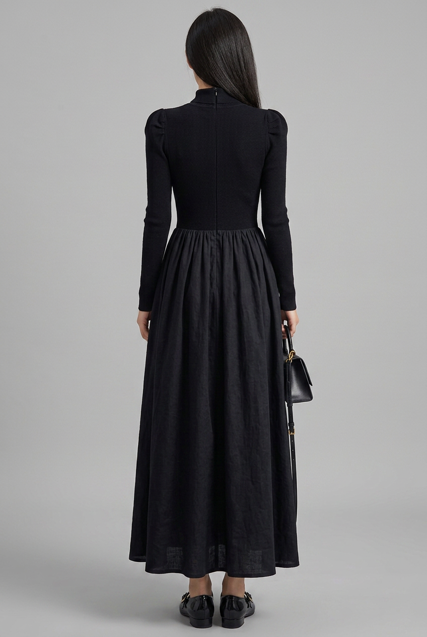 Amelia | Elegant Maxiklänning Med Figurnära Ribbad Överdel Och Vid Kjol