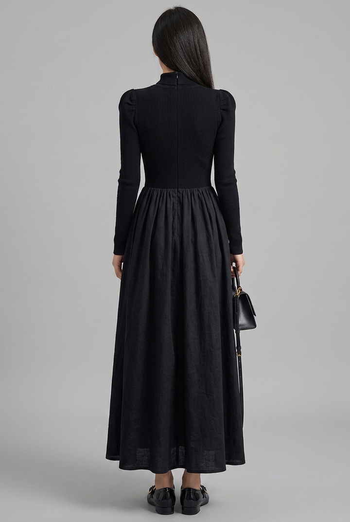 Amelia | Elegant Maxiklänning Med Figurnära Ribbad Överdel Och Vid Kjol