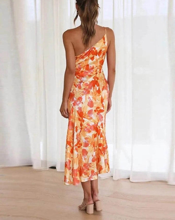 Hailey | Sommarmaxiklänning Med Asymmetrisk Skärning Och Blommönster För Dam